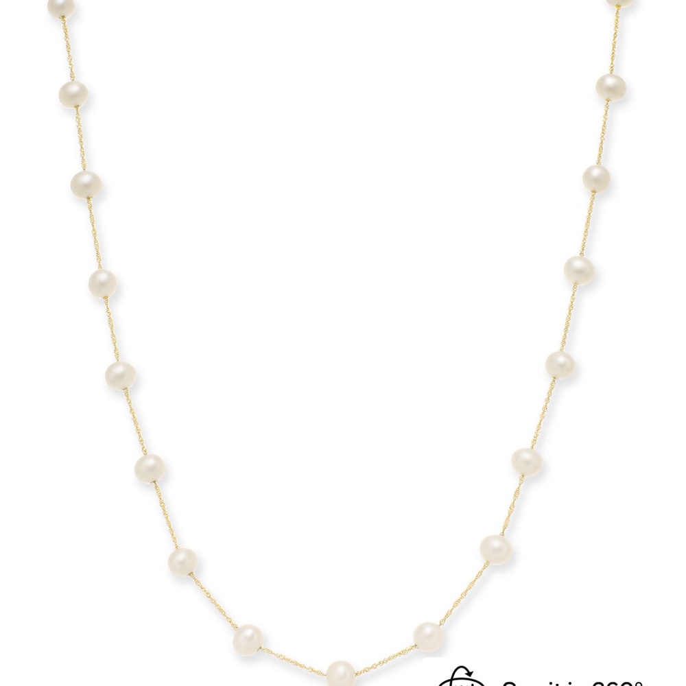 EFFY® Cultured Freshwater Pearl
Station 18" Necklace in 14k Gold